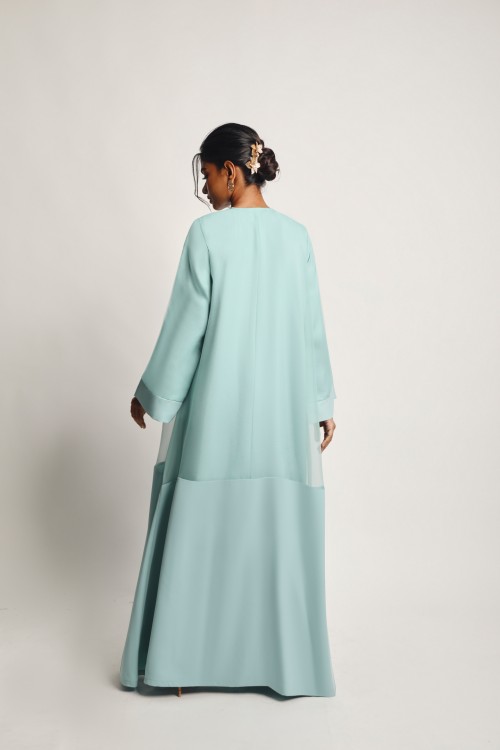 Adwa Overlay Abaya Dress Ocean Green